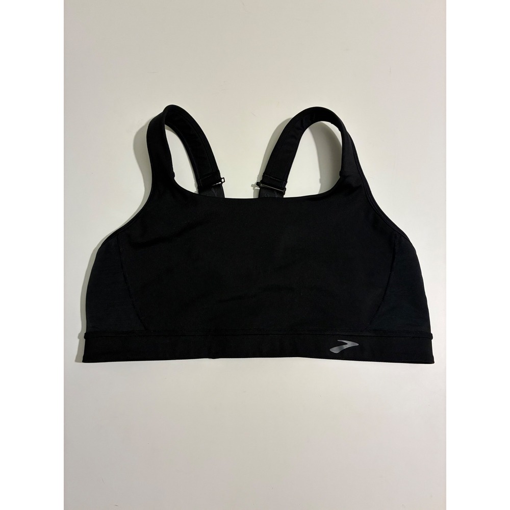 Brooks Women Size 38C Black High Impact Adjustable Racerback Sports Bra